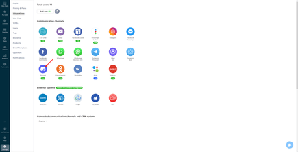 Selecionando a integração do Discord no Umnico Inbox