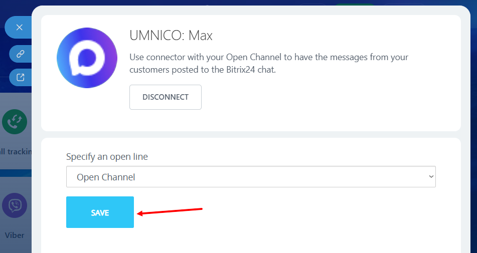 Setting up the Max connector in Contact Center, step 2
