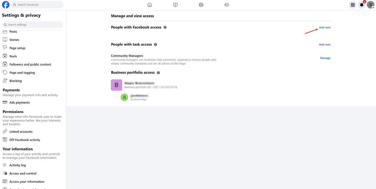 Linked accounts settings