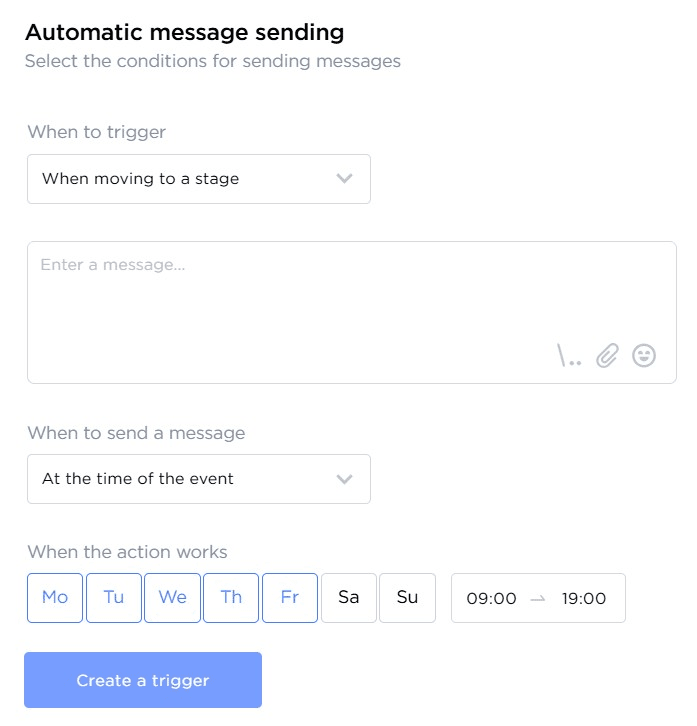 Trigger: automatic message sending