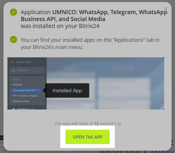 Application installed successfully