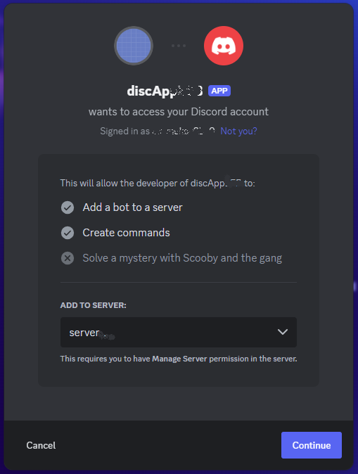Portal de Desenvolvimento Discord - Seleção de Bot