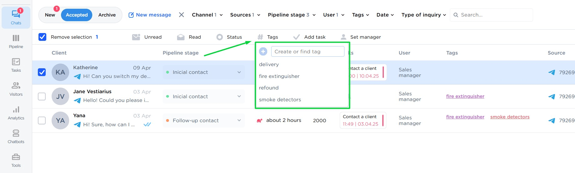 Creating and editing tags via Bulk Actions