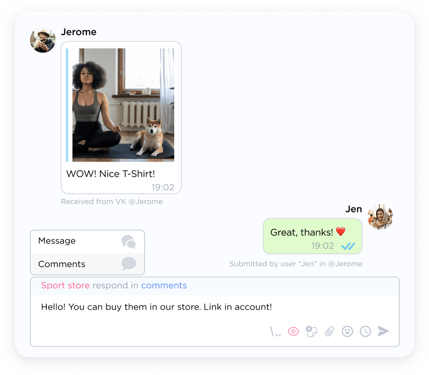 Manage messages from your VKontakte community and comments