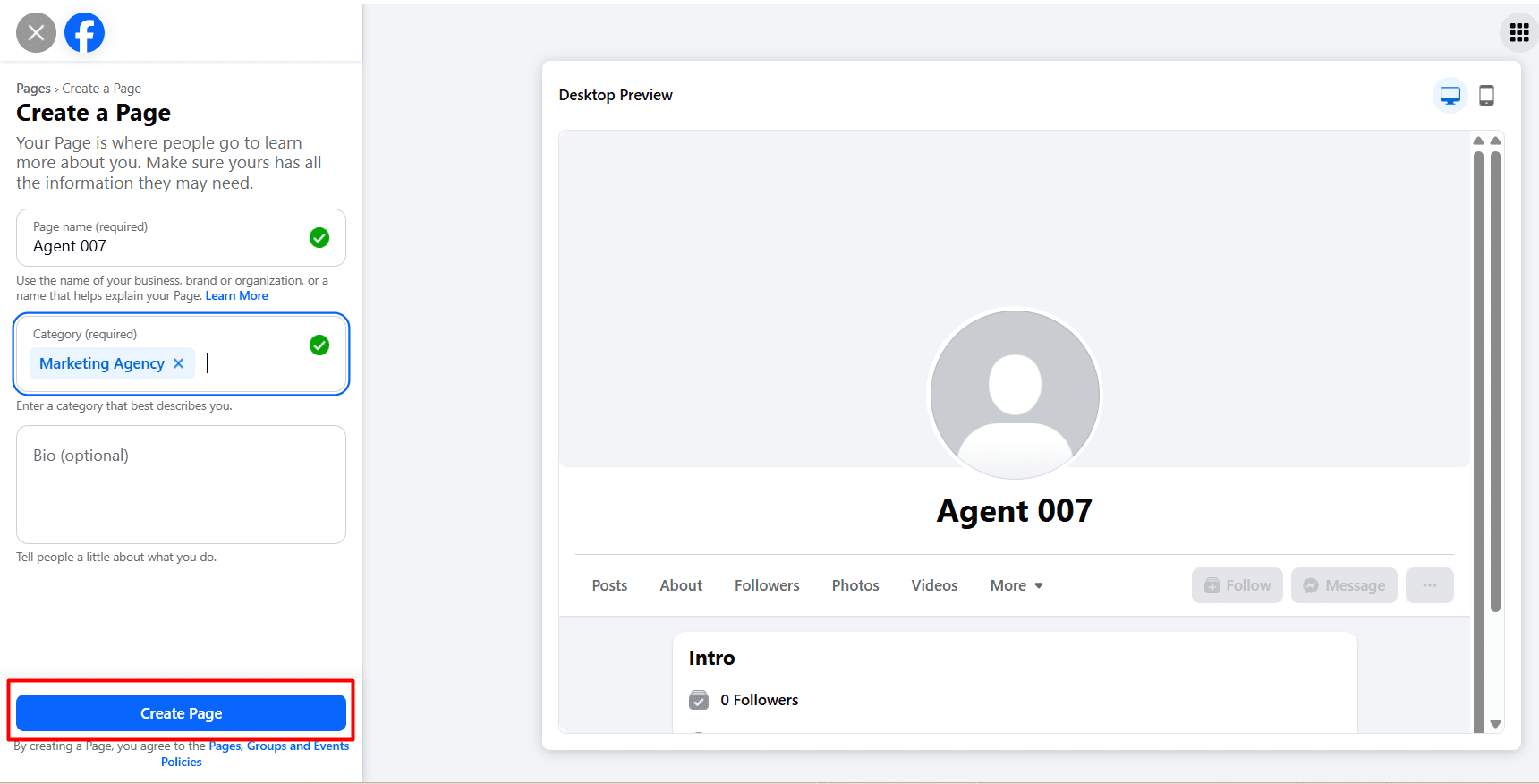 Creating a Business Page