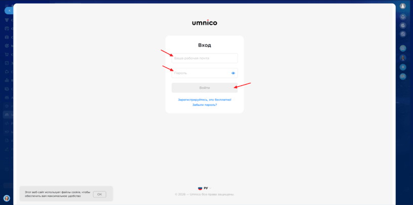 авторизация в Umnico