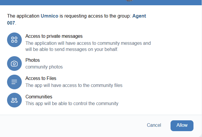 VKontakte permissions
