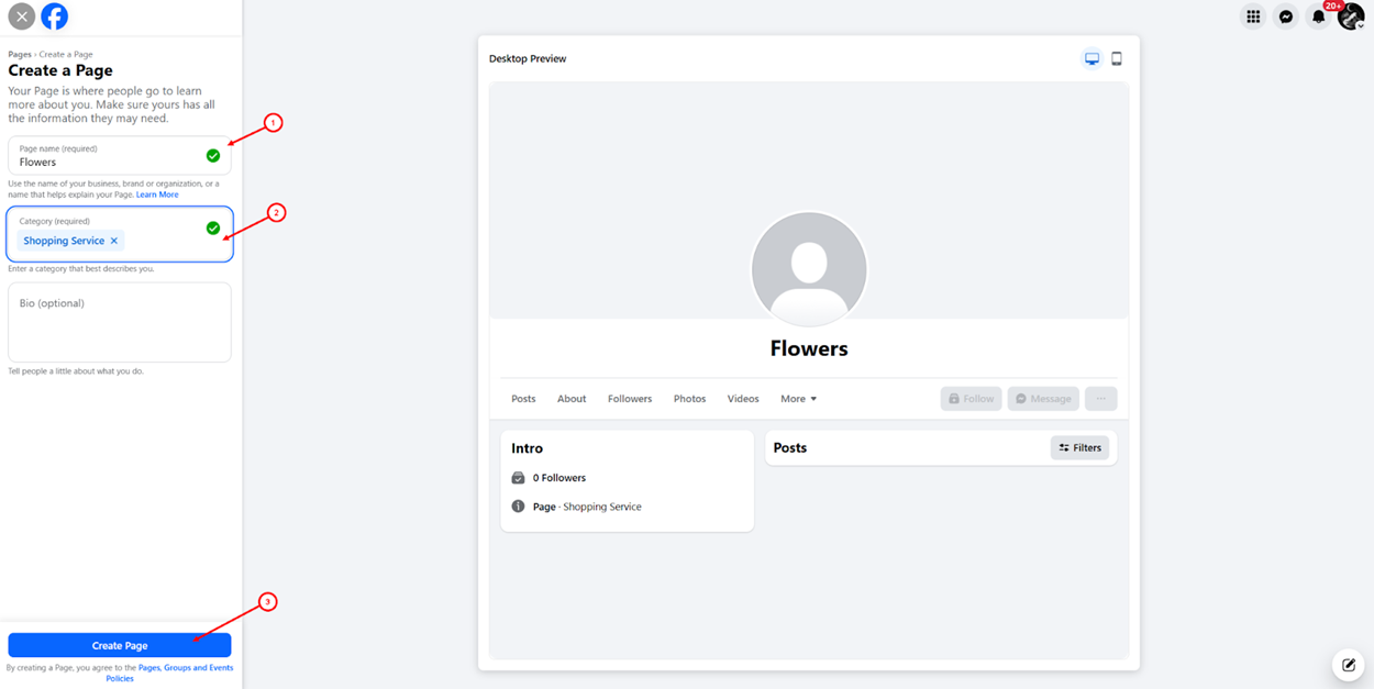 Creating a Business Page
