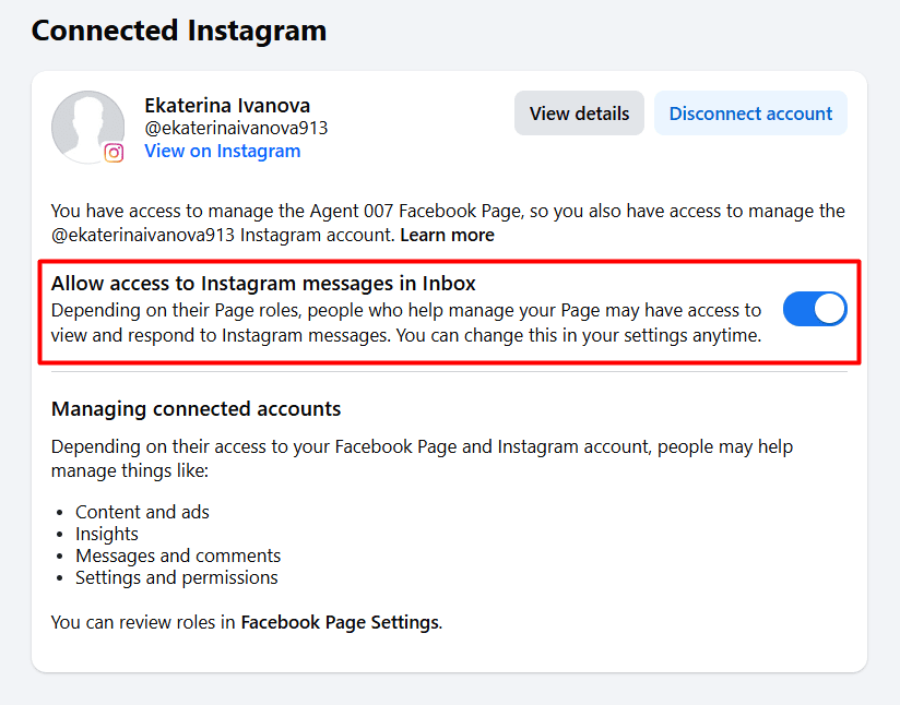 Linked accounts settings