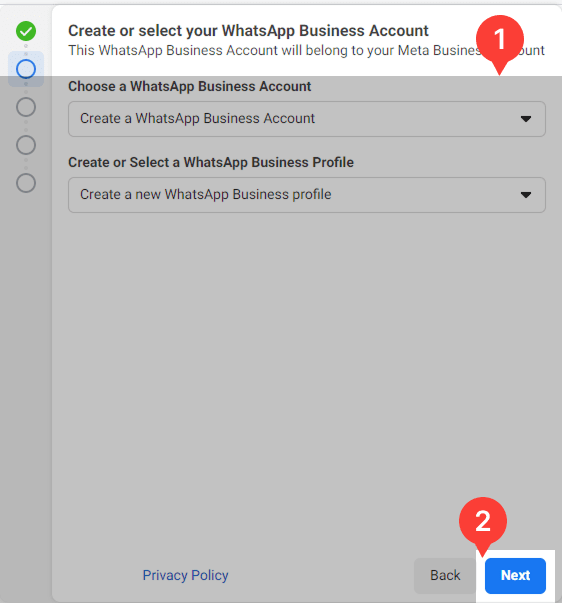 Creating WhatsApp Business Account