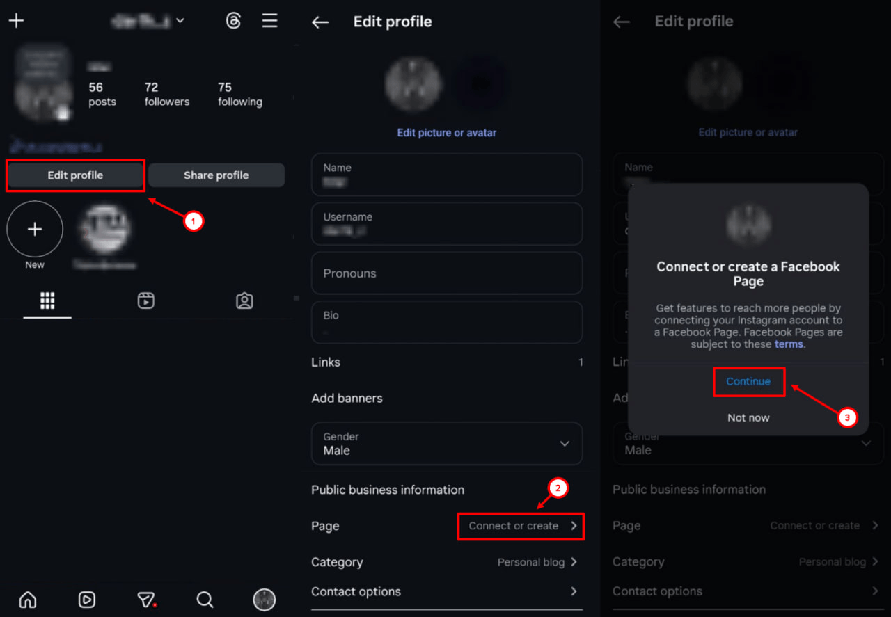 connecting a business page to Instagram profile