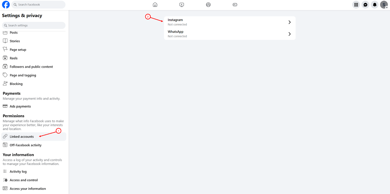 Linked accounts settings