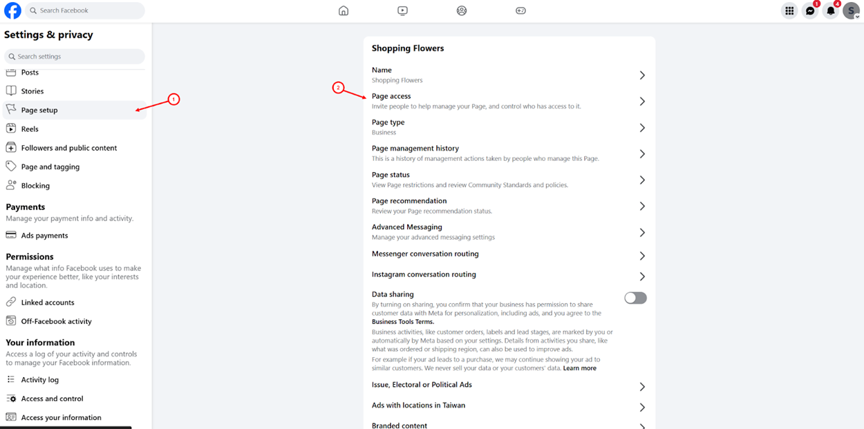 Linked accounts settings