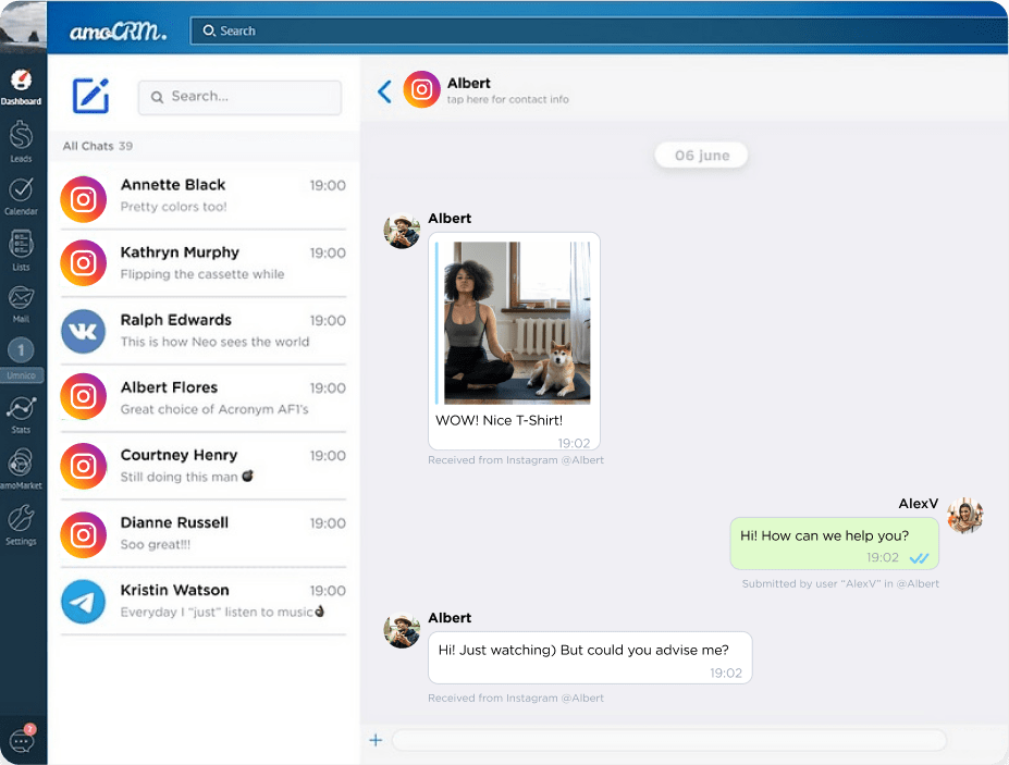 Umnico - one widget to process all inquiries in amoCRM