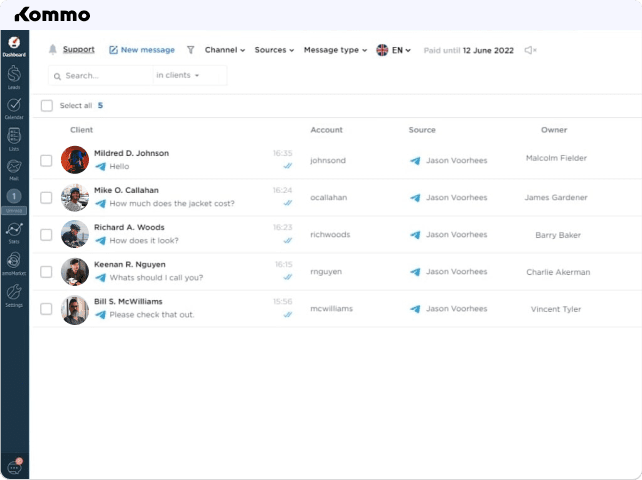 Telegram chats monitoring in amoCRM