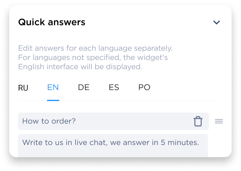 Quick answers setup