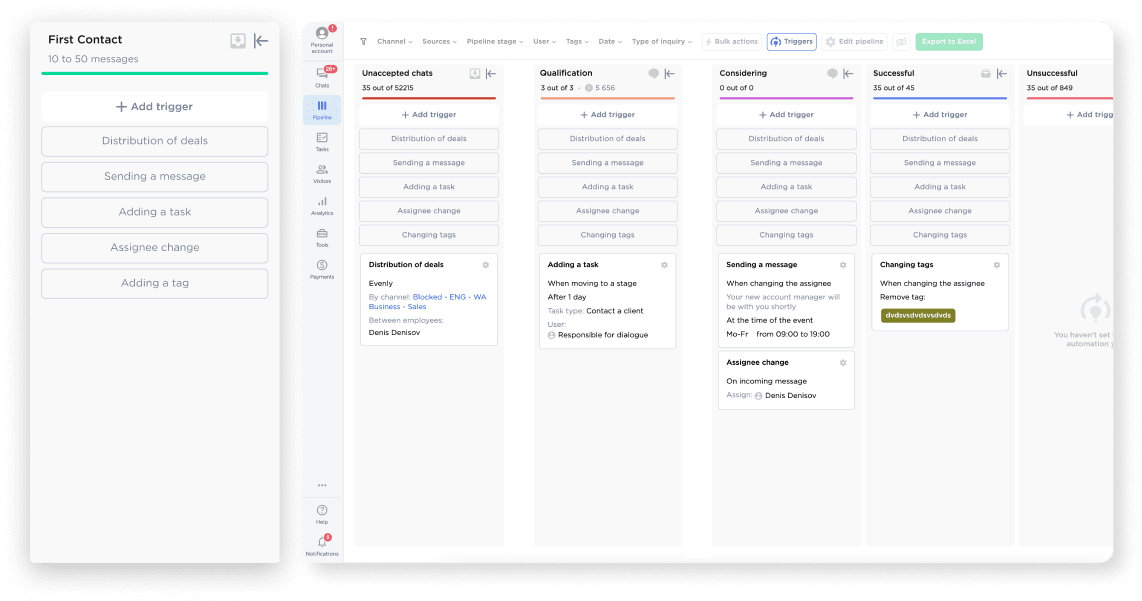 Communication automation settings & chatbot builder in Umnico