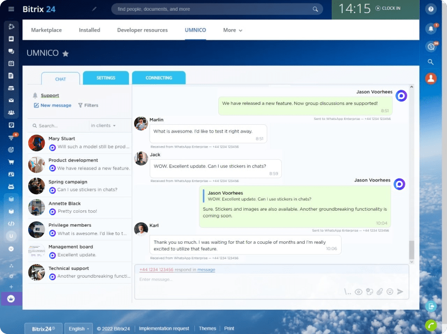 Text, images, audio and files sharing with MAX and Bitrix24 CRM
