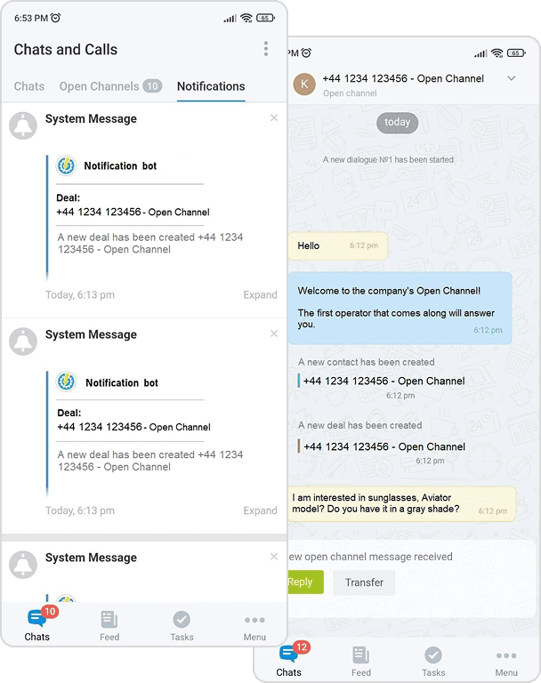MAX chat with clients in Bitrix24 mobile app