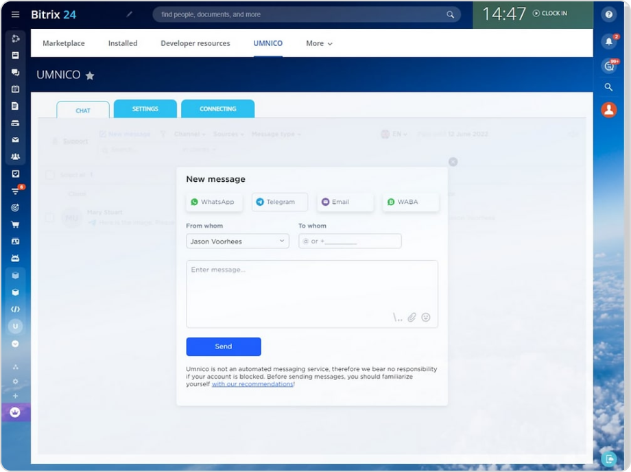 Contact your client first with Telegram and Bitrix24 CRM