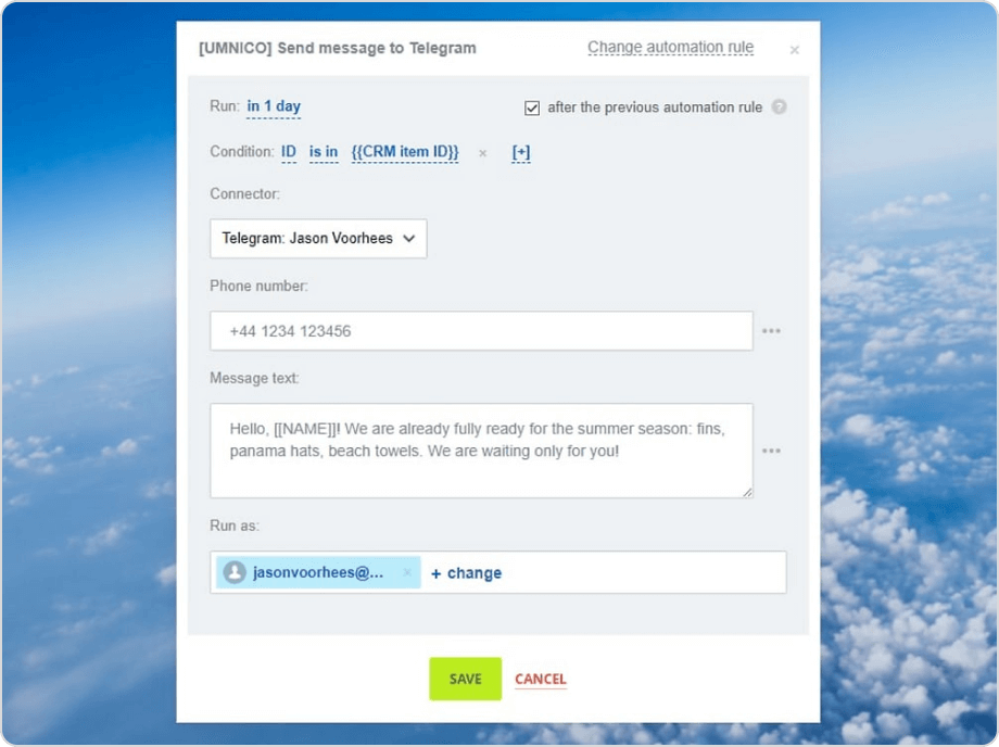 Mailing with Telegram and Bitrix24 CRM