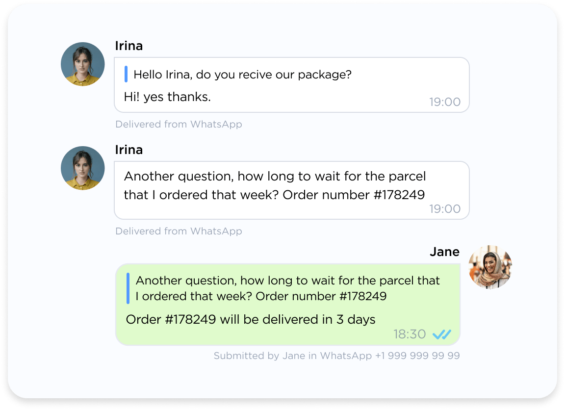 Delivery status tracing in Umnico