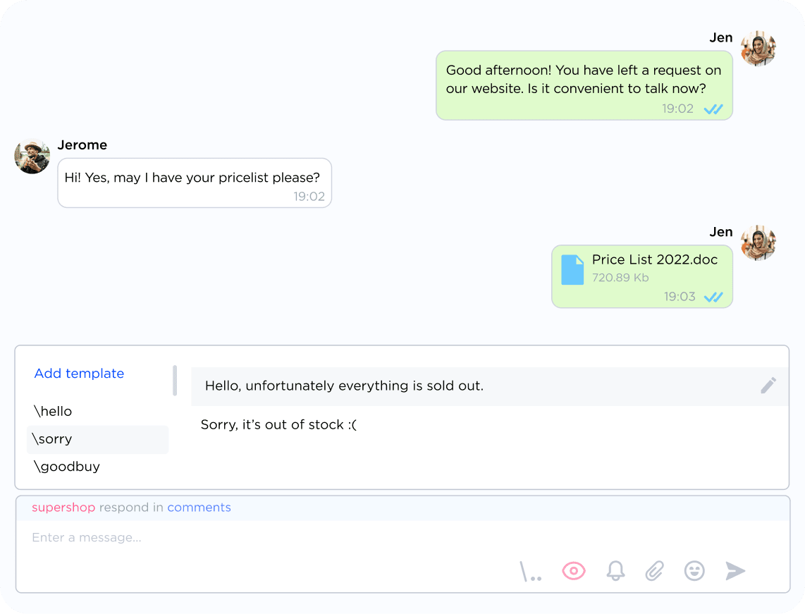 Templates and hot keys in Umnico to use with Discord