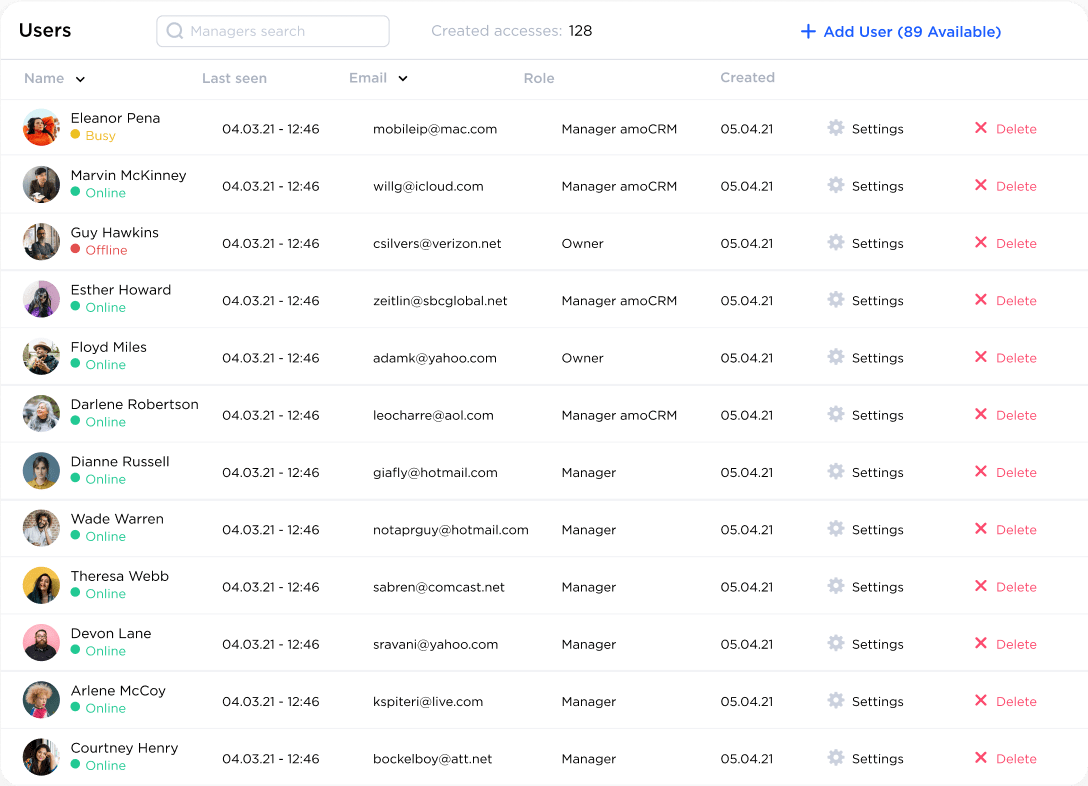 User settings in Umnico Inbox