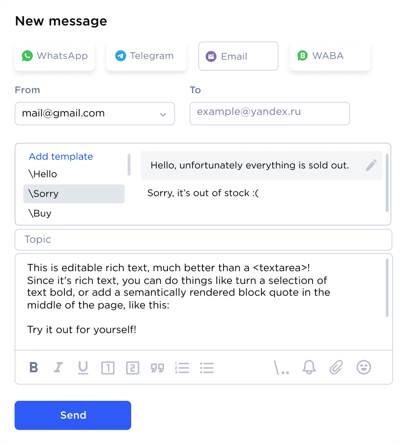 Reach out your client first through email with Umnico team mailbox service