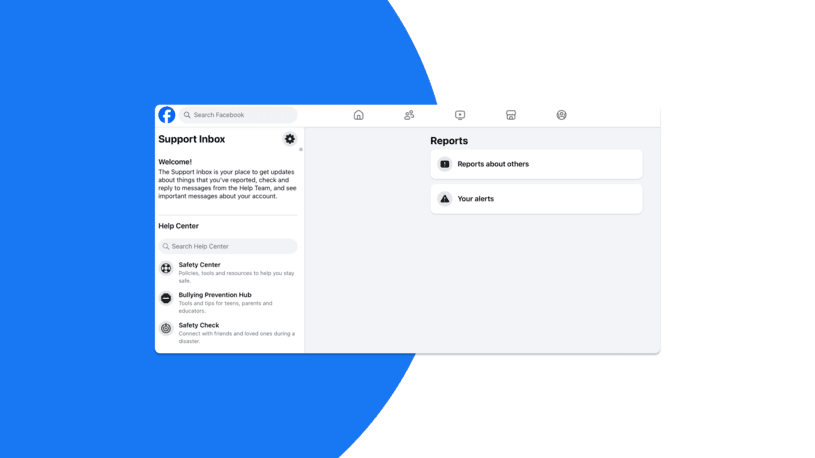 Filing a report with Facebook support