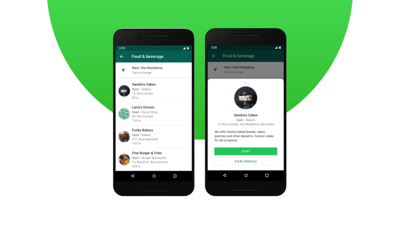 Opening a chat with a company in WhatsApp Business Directory