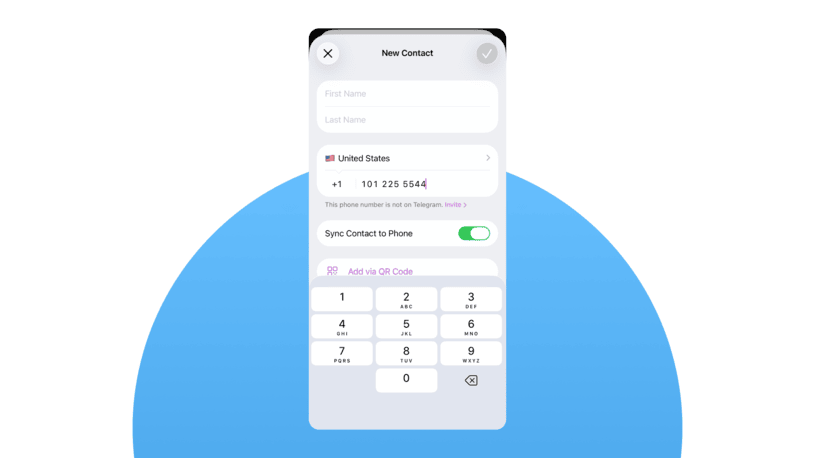 Telegram phone lookup by adding new contact