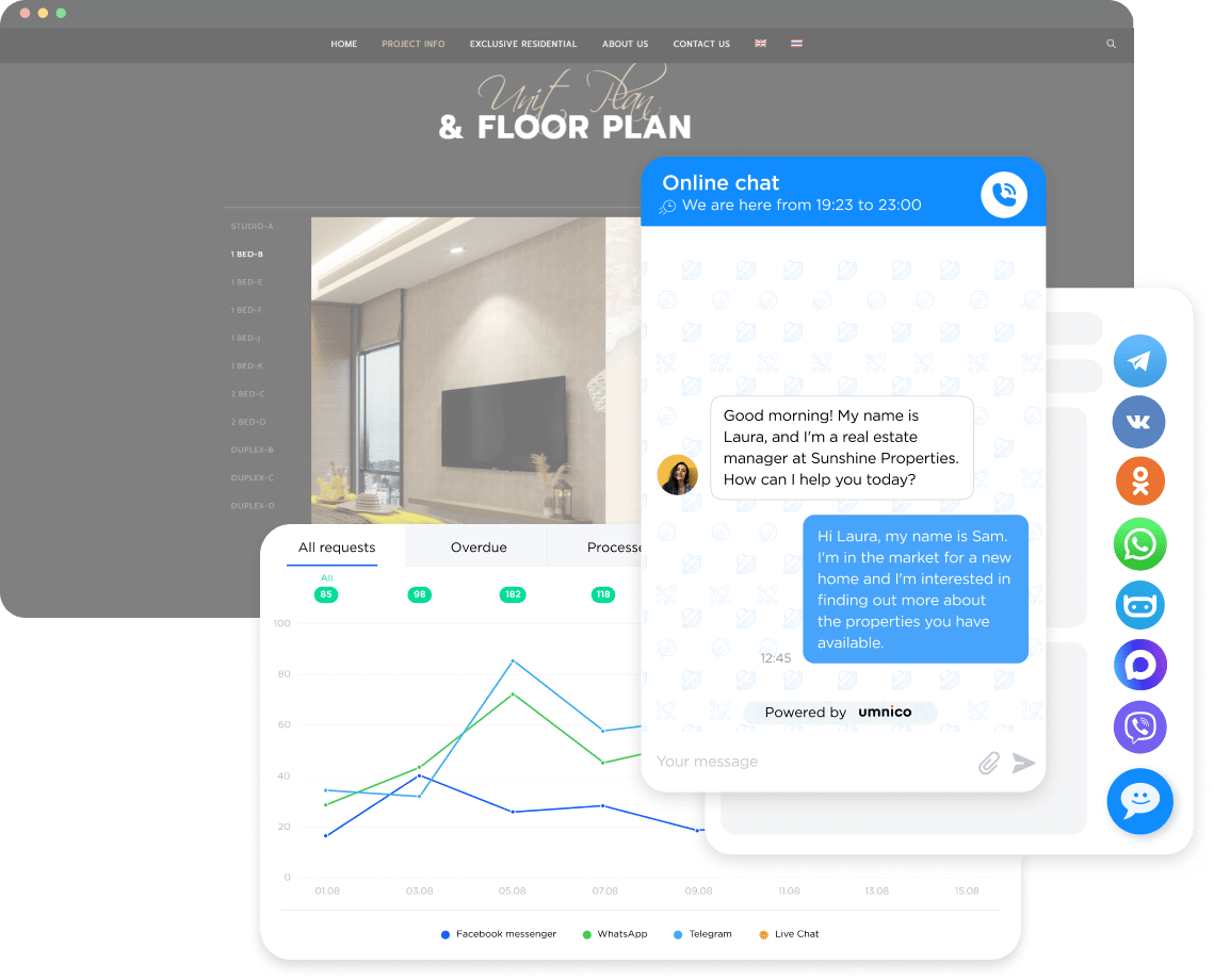 Help prospects to become a client through a web chat conversation with Umnico Live Chat