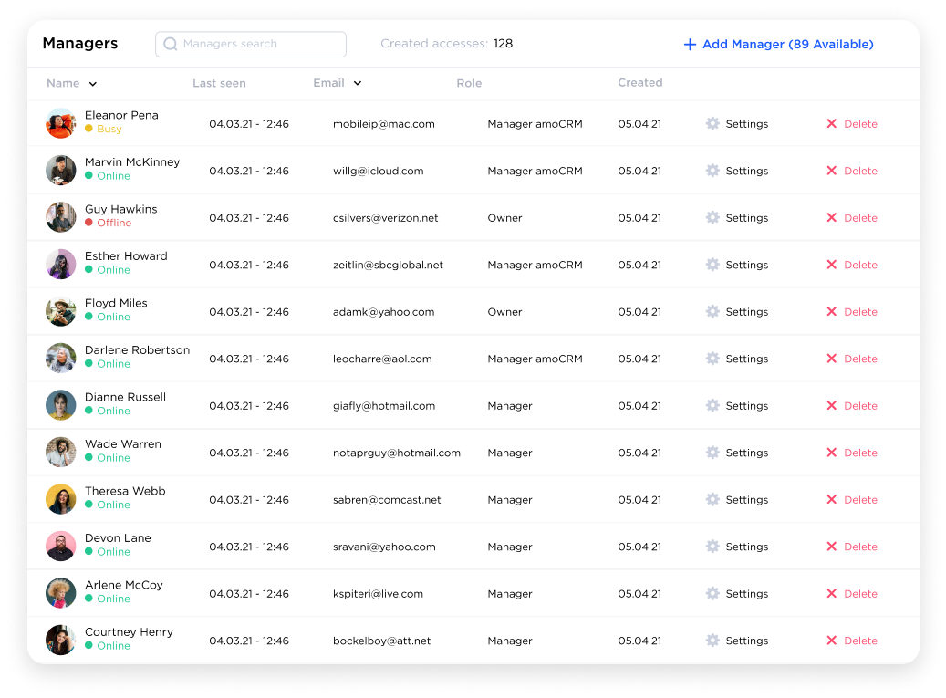 Access settings in Umnico