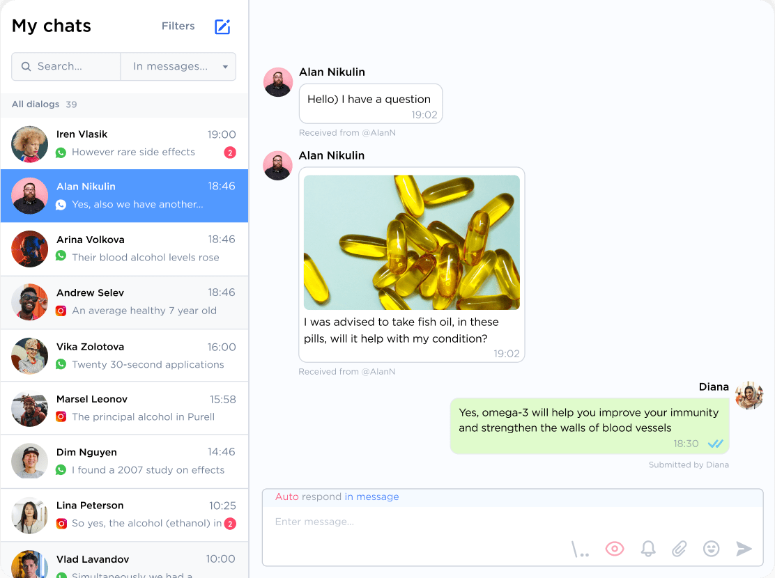 Text-based telemedicine in action provided by Umnico Inbox