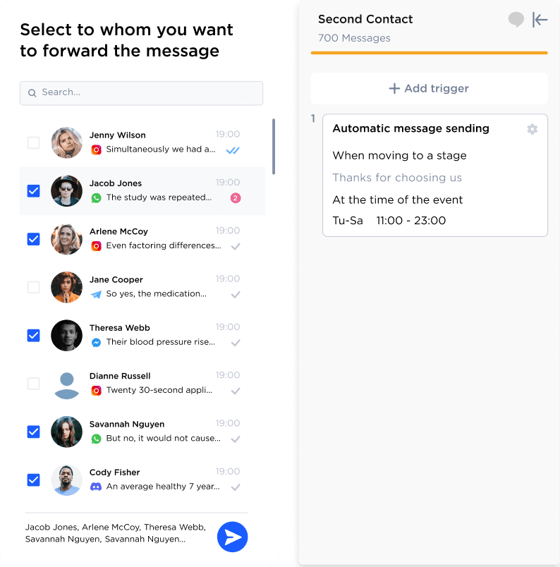 Bulk messaging settings and automatic message sending in Umnico for Healthcare & Wellness