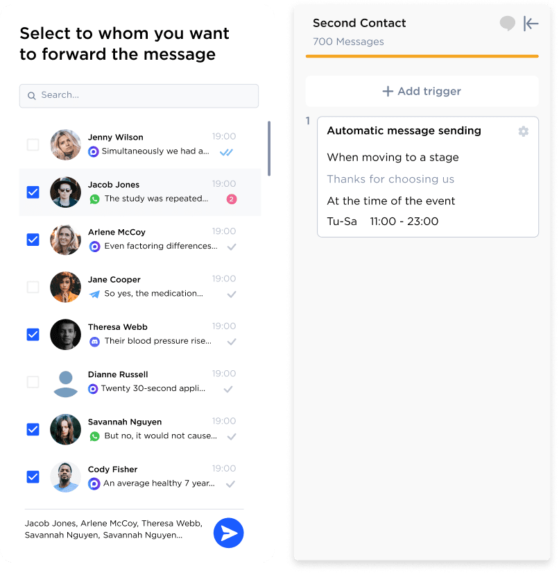 Bulk messaging settings and automatic message sending in Umnico for Healthcare & Wellness