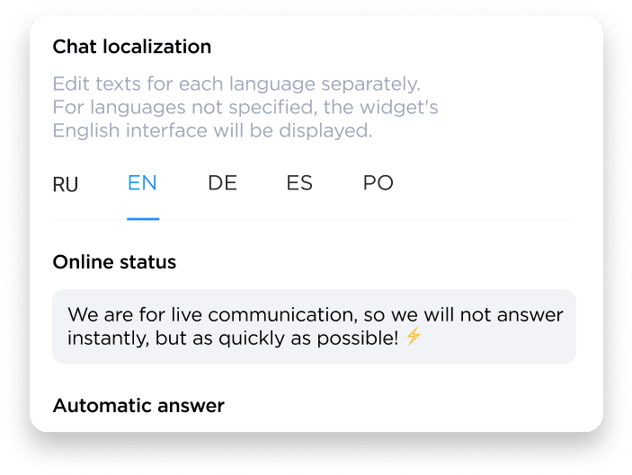 Chat localization setup