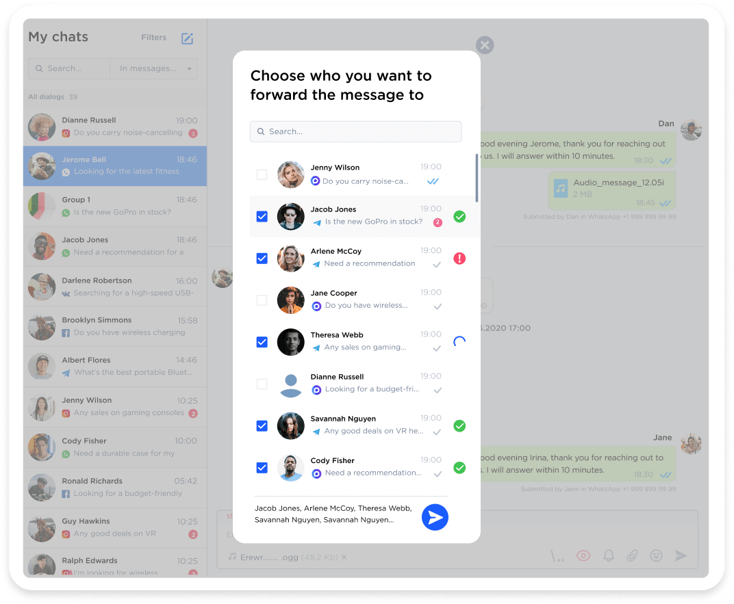 Forward messages among different messengers