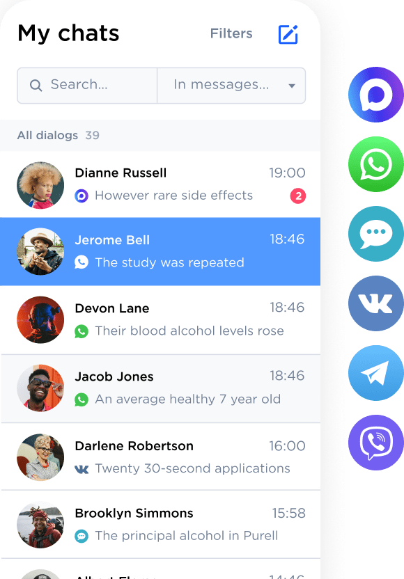 Chat in 20 social media and messengers at once