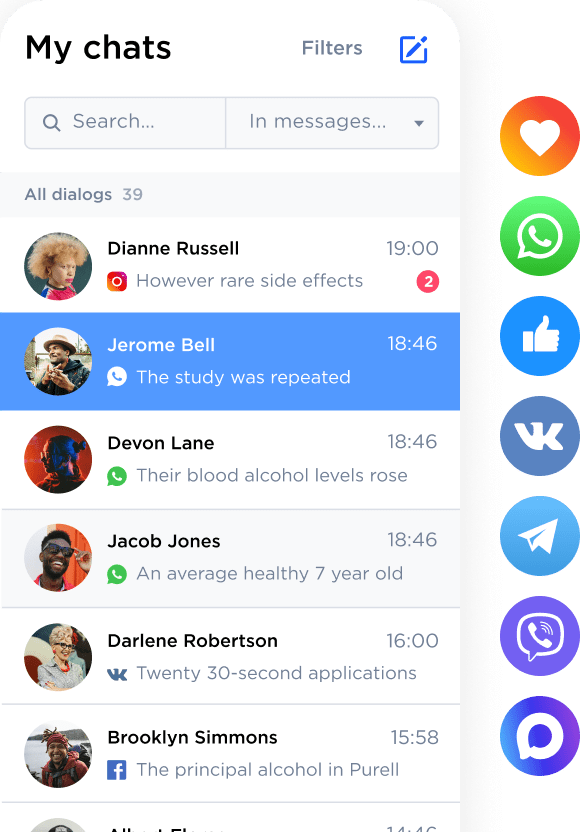 Chat in 20 social media and messengers at once
