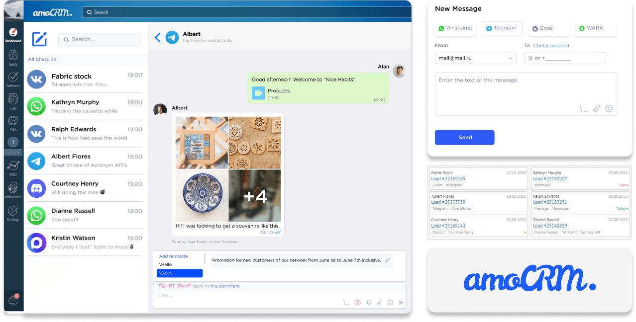 Omnichannel messaging application for amoCRM by Umnico