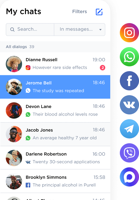 Chat in 20 social media and messengers at once