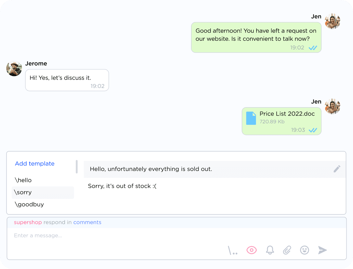 Quick replies to speed-up inquiries processing